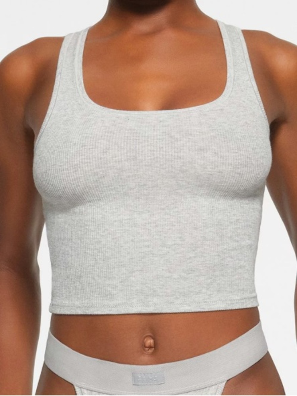 Skims Cotton Rib Tank - Heather Light Gray